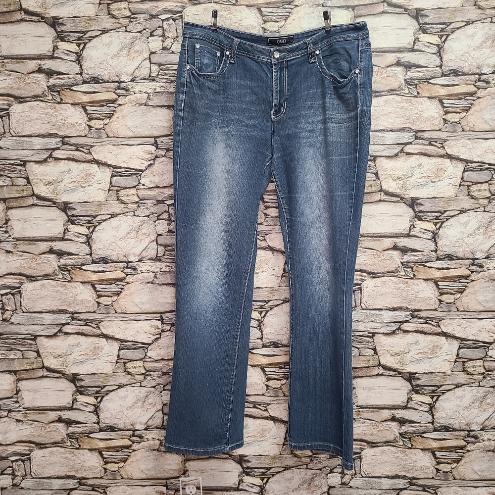 Cato Womens Embroidered Flare Leg Jeans Rhinestone